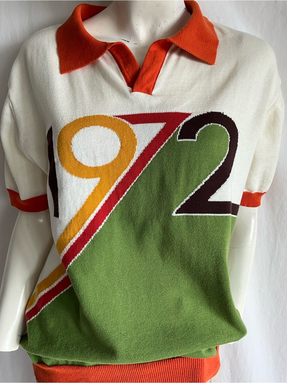 OXKNITSTORE 1972 Retro Knit Polo Shirt 100% Cotton Unisex L 70s Style
